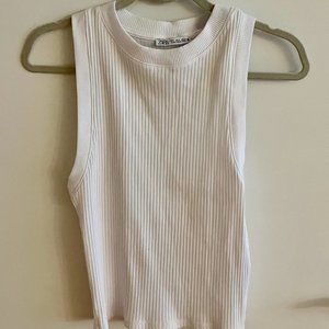 ZARA, size M, ribbed basic white tank